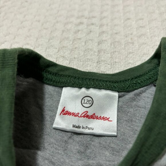 Hanna Anderson Boys Grey Green Reindeer Rhino Bird Sled Winter Cold Snow Shirt - Picture 4 of 5